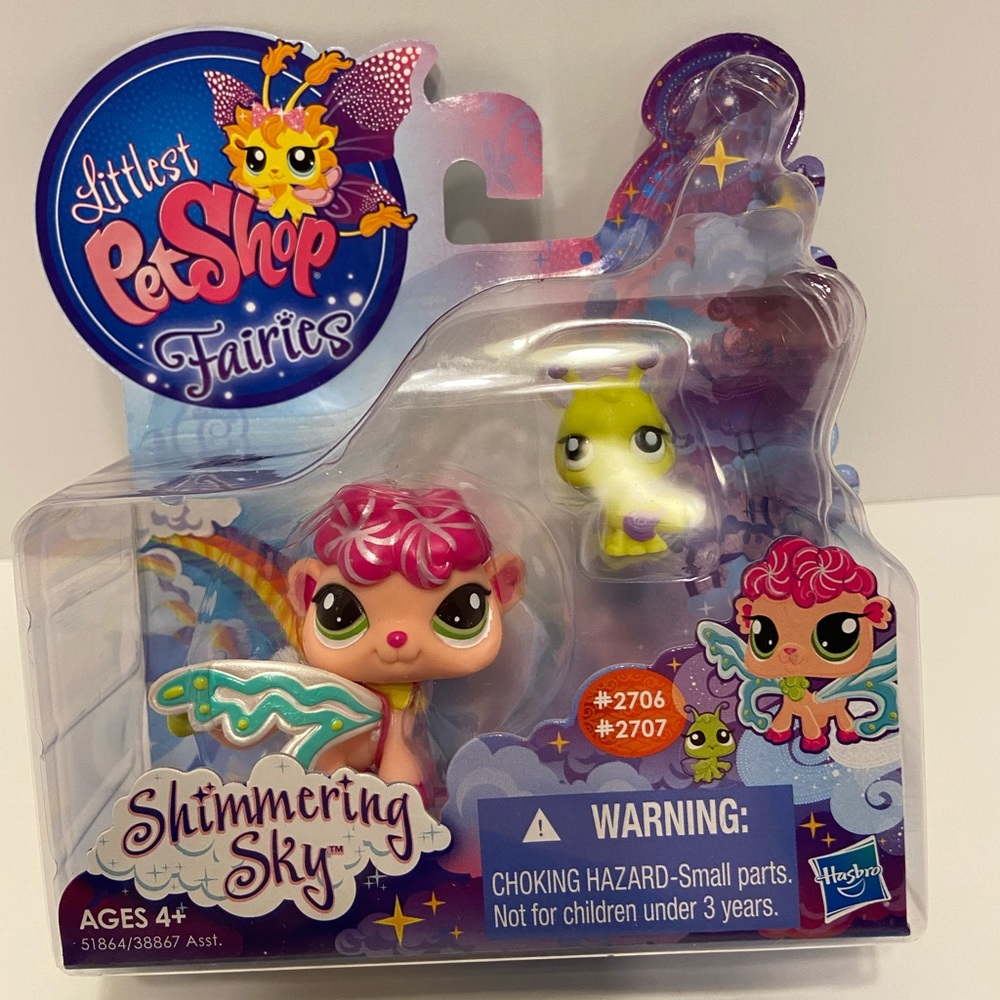 NEW RETIRED Littlest Pet Shop Shimmering Sky See Breeze Fairy 2706 Ant 2707 NIB